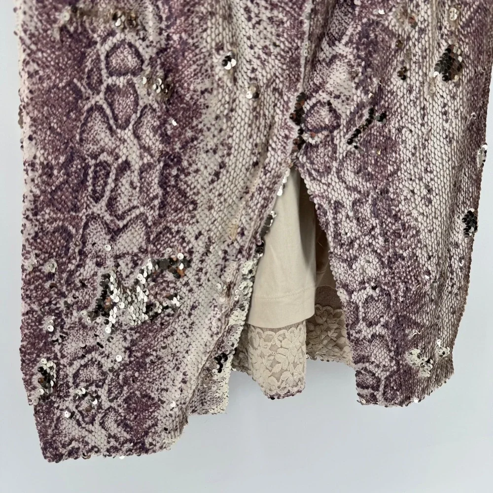 Dress The Population Violet Midi Dress Women Large Gold Multi Python Sequin Lace
